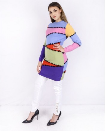 Pull façon patchwork en cachemire multicolore Moschino 