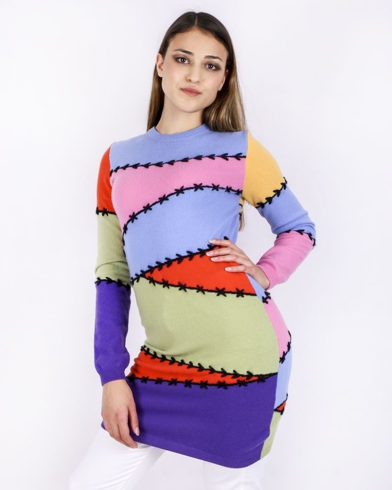 Pull façon patchwork en cachemire multicolore Moschino 