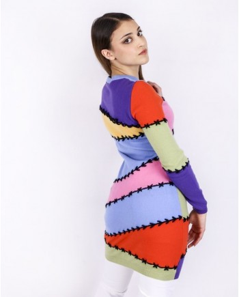 Pull façon patchwork en cachemire multicolore Moschino 