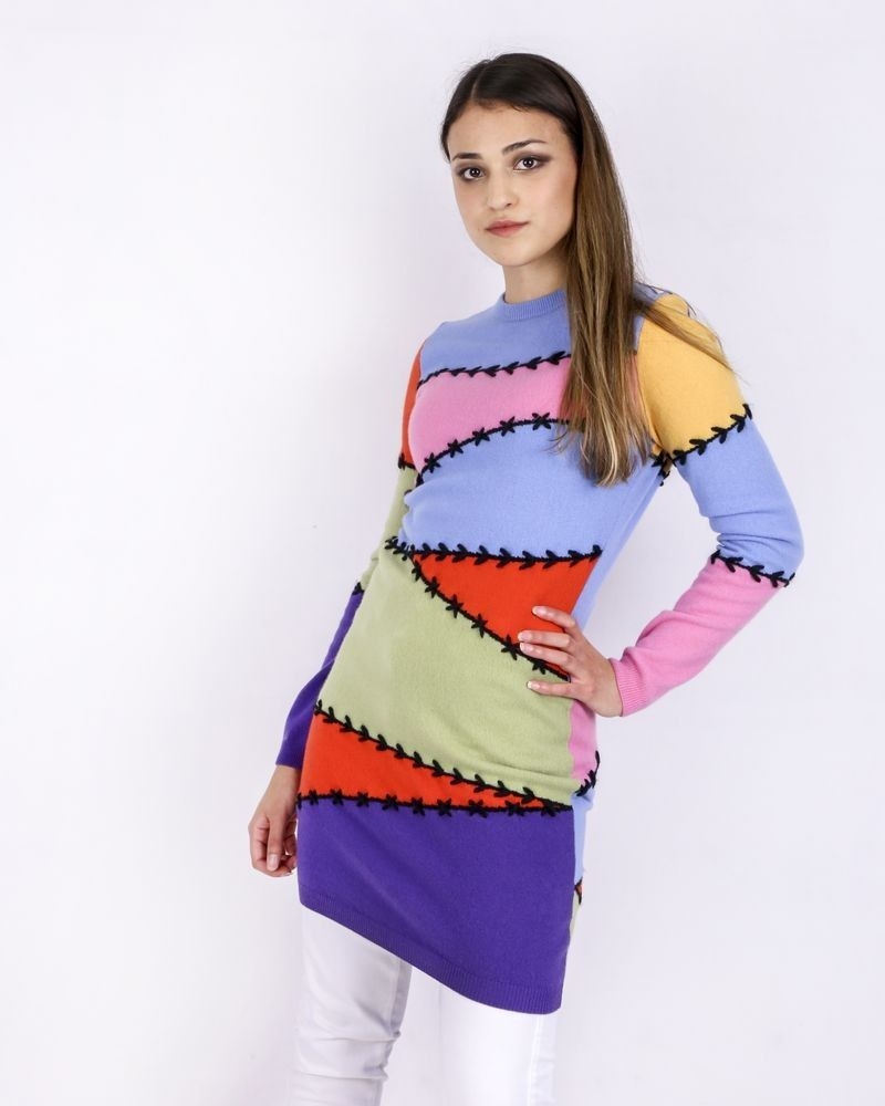 Pull façon patchwork en cachemire multicolore Moschino 