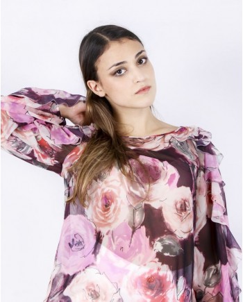 Blouse en mousseline fleurie rose Blumarine 