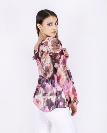 Blouse en mousseline fleurie rose Blumarine 