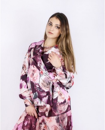 Veste en crêpe rose fleurie Blumarine 