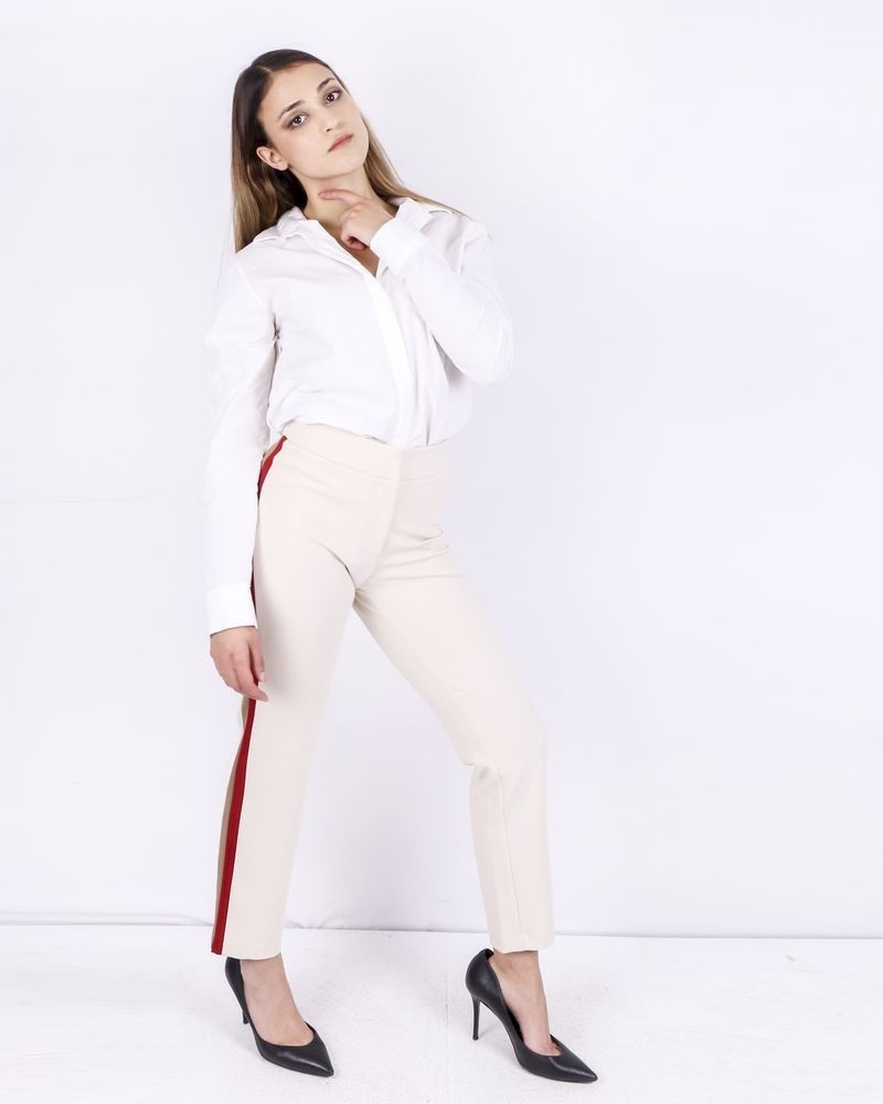 Pantalon droit beige à bandes latérales SVNTY 