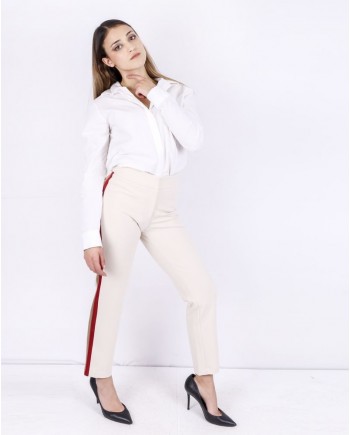 Pantalon droit beige à bandes latérales SVNTY 