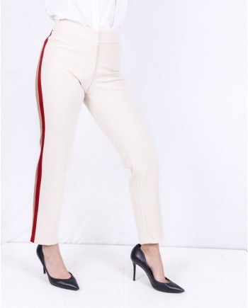 Pantalon droit beige à bandes latérales SVNTY 