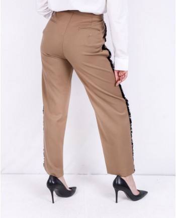 Pantalon palazzo camel à galons fantaisies Isabelle Blanche 