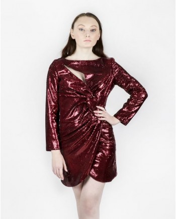 Robe drapée magenta à sequins SPACE SIMONA CORSELLINI 