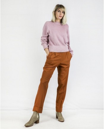 Pantalon à pince en laine camel Momoni 