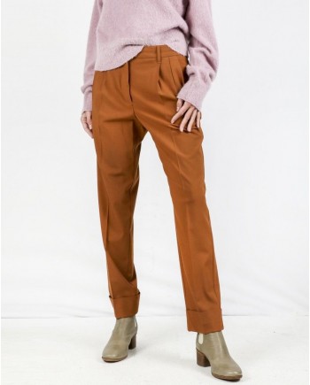 Pantalon à pince en laine camel Momoni 