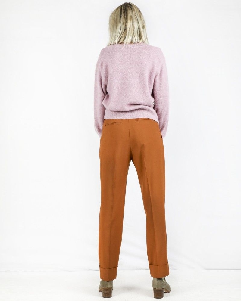 Pantalon à pince en laine camel Momoni 