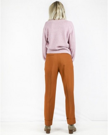 Pantalon à pince en laine camel Momoni 