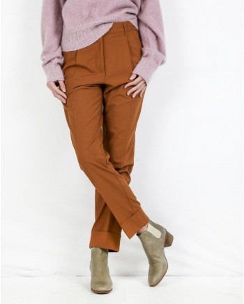 Pantalon à pince en laine camel Momoni 