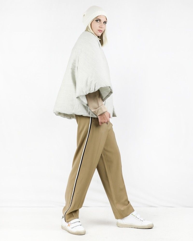 Pantalon en laine beige à bandes latérales Forte Forte 