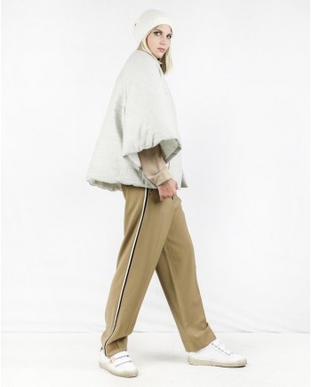 Pantalon en laine beige à bandes latérales Forte Forte 