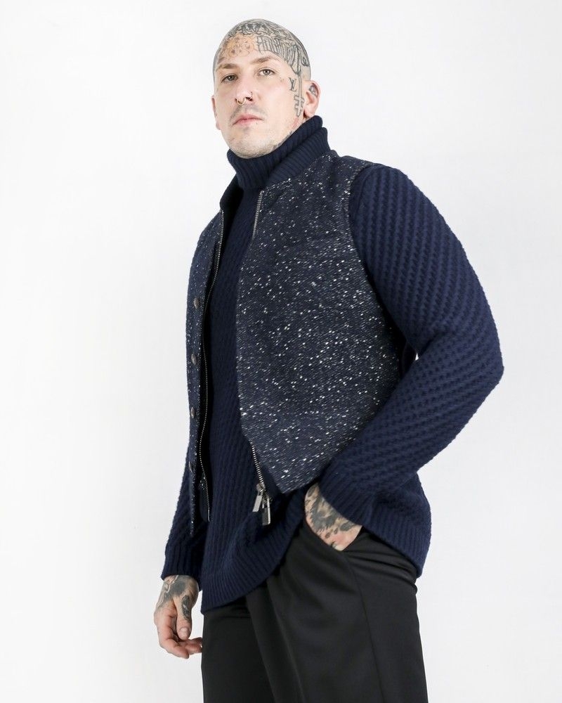 Cardigan sans manches en tweed à gilet combiné Pal Zileri 