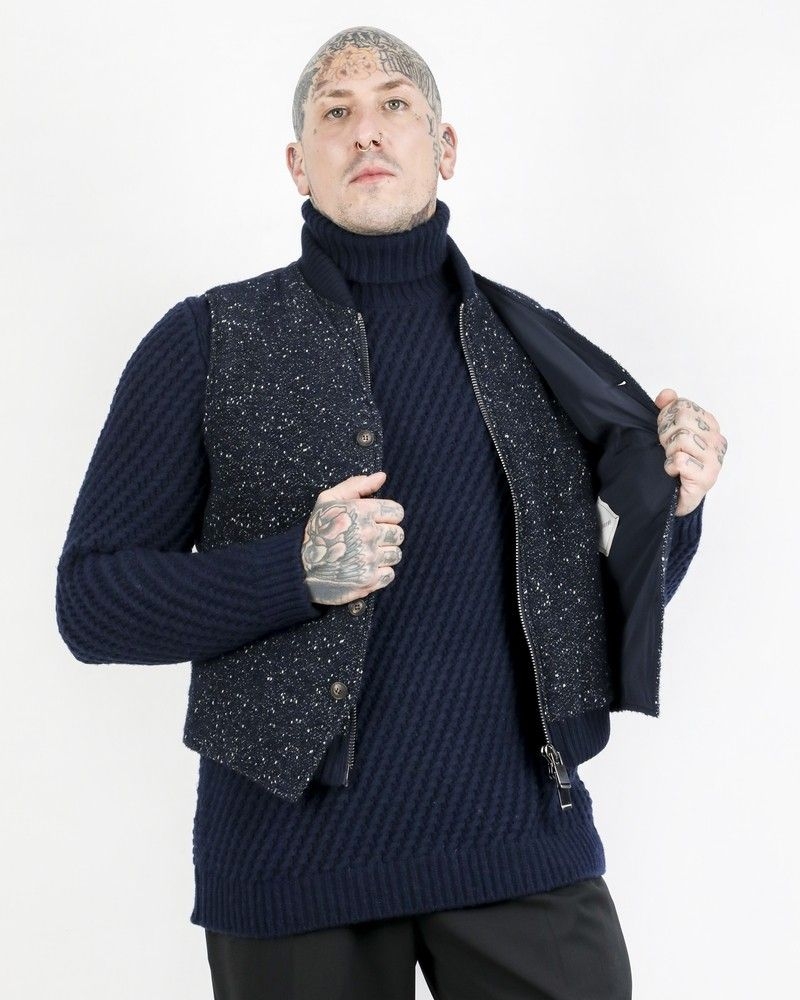 Cardigan sans manches en tweed à gilet combiné Pal Zileri 