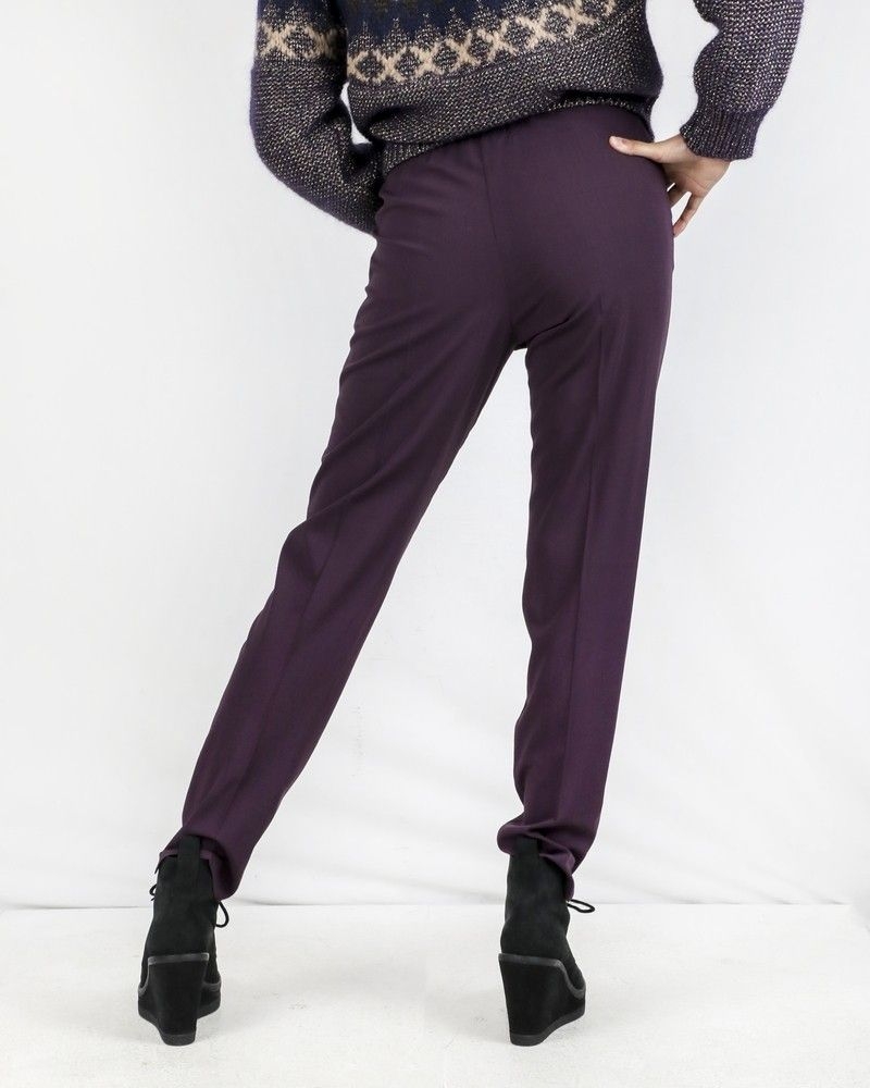 Pantalon smocké en laine prune Forte Forte 