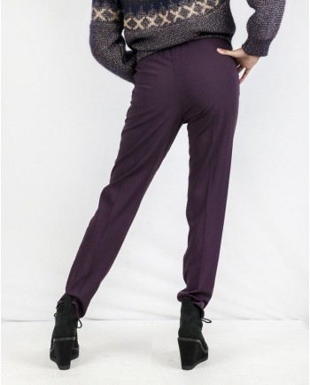 Pantalon smocké en laine prune Forte Forte 