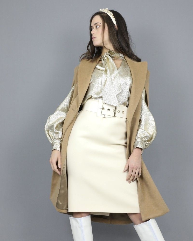 Manteau cape en laine beige Eleventy 