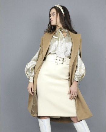 Manteau cape en laine beige Eleventy 