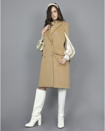 Manteau cape en laine beige Eleventy 