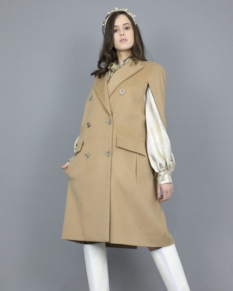 Manteau cape en laine beige Eleventy 