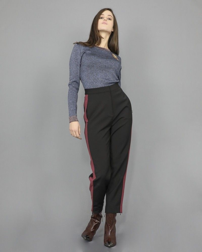 Pantalon fuselé noir et rose Isabelle Blanche 