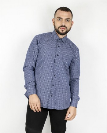 Chemise bleu nuit à motif fantaisie Chrom 