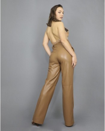 Pantalon palazzo en simili camel Space Simona Corsellini 