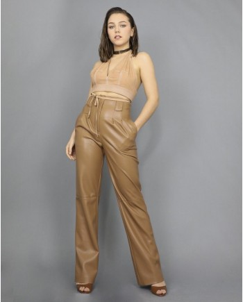 Pantalon palazzo en simili camel Space Simona Corsellini 