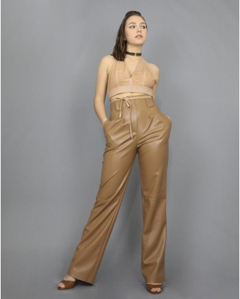 Pantalon palazzo en simili camel Space Simona Corsellini 