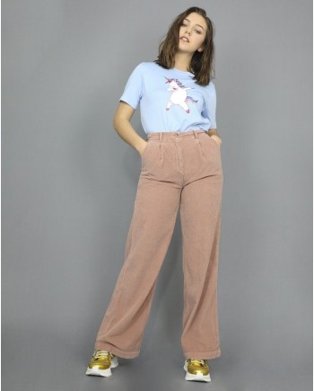 Pantalon en coton rose Chloe Stora 