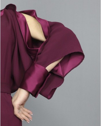 Robe longue en crêpe à finitions satin Space Simona Corsellini 