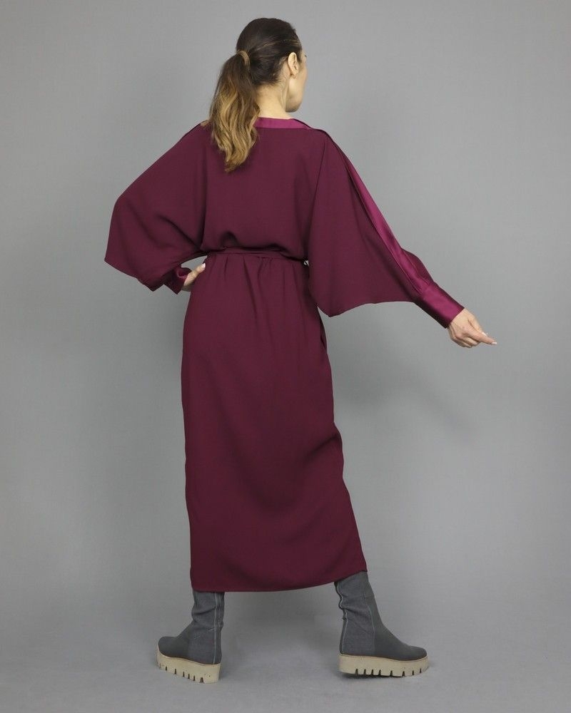 Robe longue en crêpe à finitions satin Space Simona Corsellini 