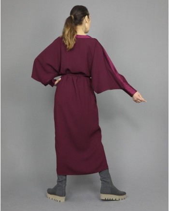 Robe longue en crêpe à finitions satin Space Simona Corsellini 