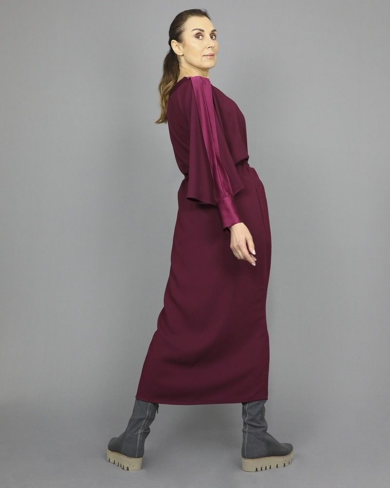 Robe longue en crêpe à finitions satin Space Simona Corsellini 