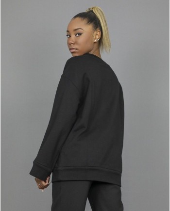 Sweat en coton noir appliqué Isabelle Blanche 