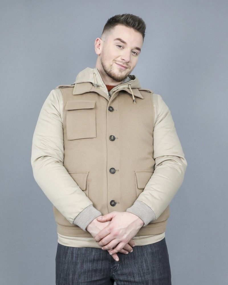 Veste beige à empiècement Ly Adams 