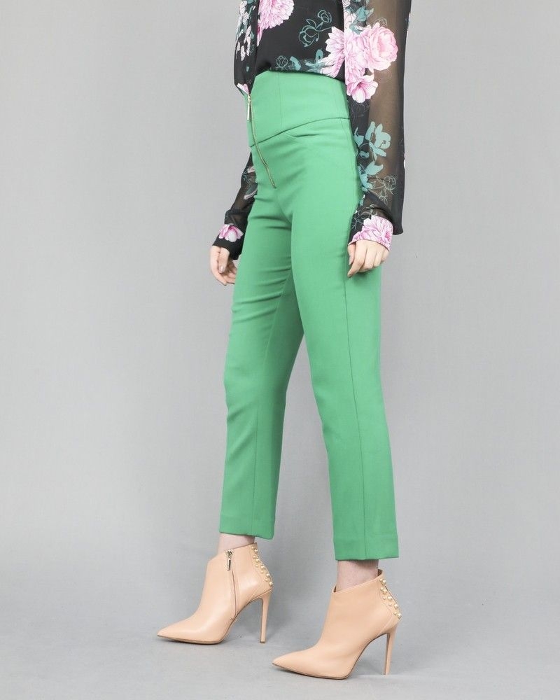 Pantalon droit raccourci vert Space Simona Corsellini 