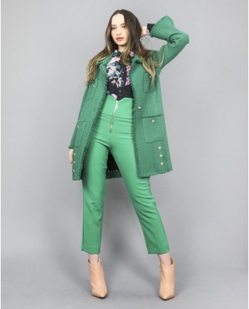 Pantalon droit raccourci vert Space Simona Corsellini 