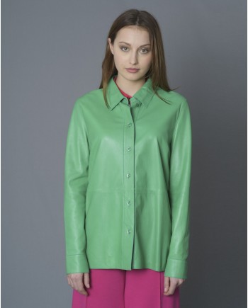 Chemise verte en cuir d'agneau Stand Studio 