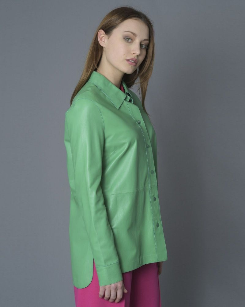 Chemise verte en cuir d'agneau Stand Studio 