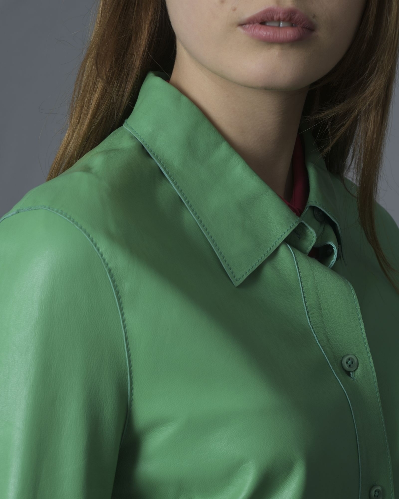 Chemise verte en cuir d'agneau Stand Studio 