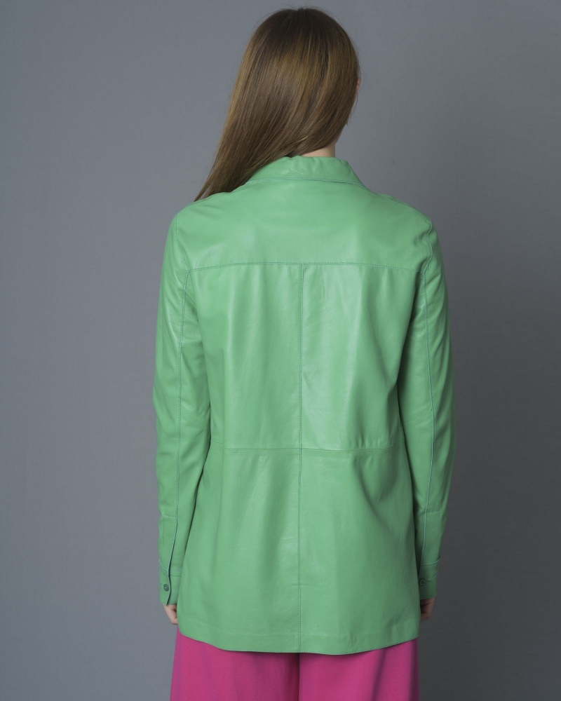 Chemise verte en cuir d'agneau Stand Studio 