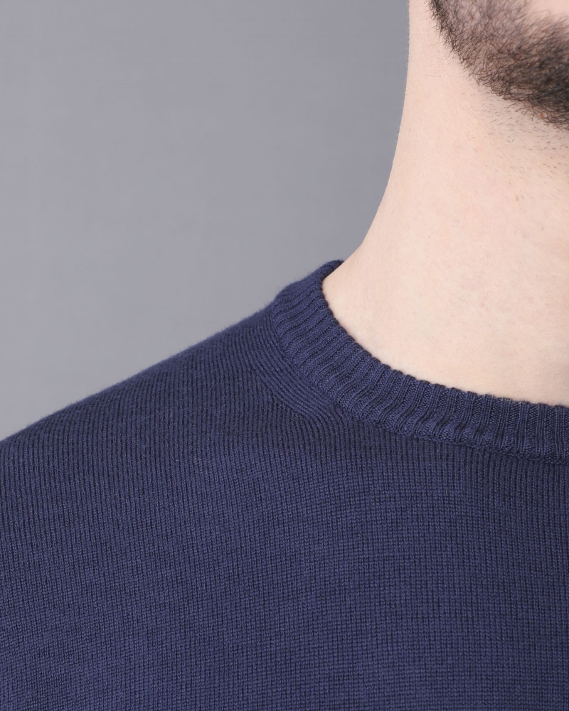 Pull en laine col rond bleu marine Casheart 