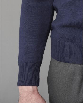 Pull en laine col rond bleu marine Casheart 