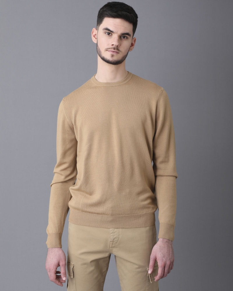 Pull en laine col rond beige Casheart 