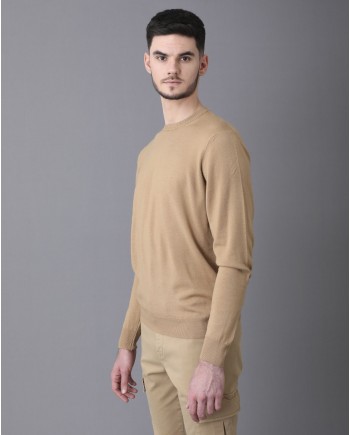 Pull en laine col rond beige Casheart 