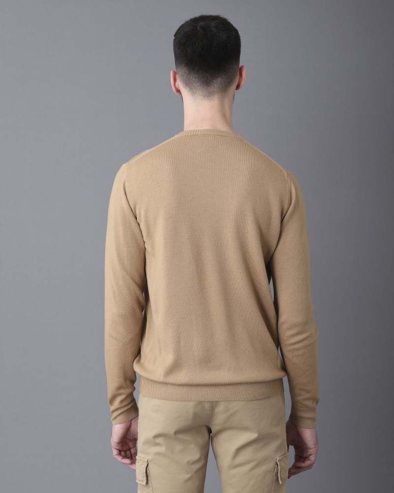 Pull en laine col rond beige Casheart 